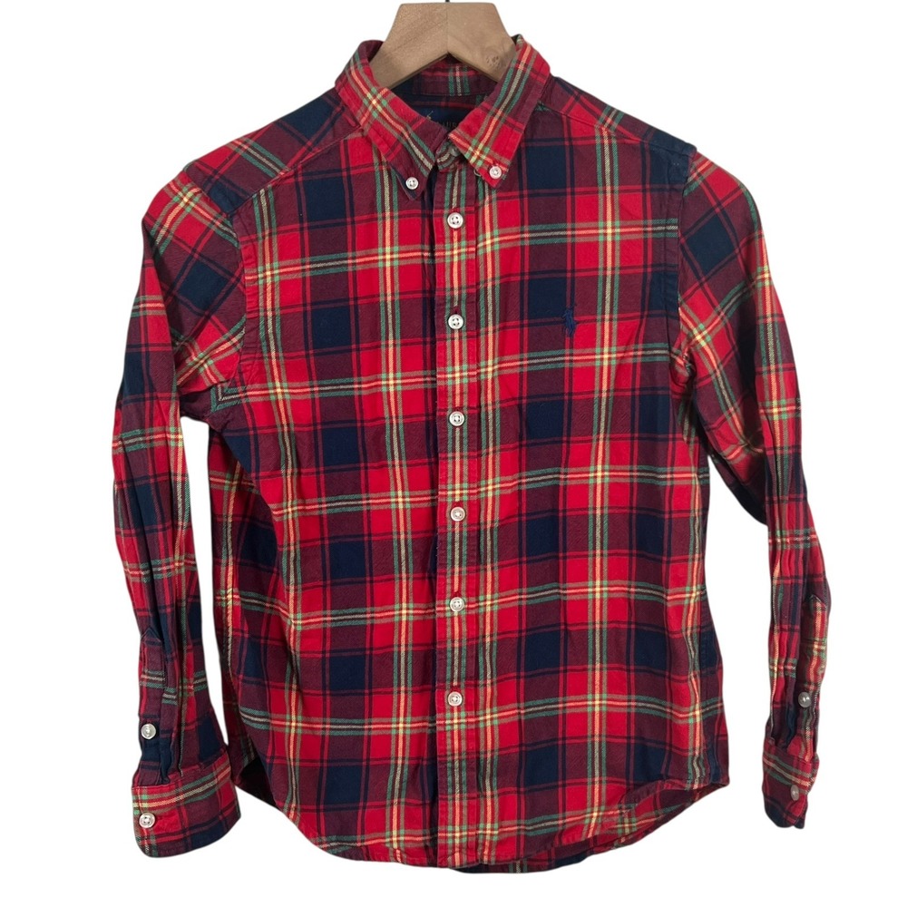 Ralph Lauren Kids Medium Multicolor Plaid Long Sleeve Button Down Flannel Shirt‎